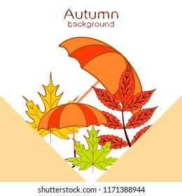 umbrella falling leaves autumnal vector background