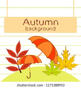 umbrella falling leaves autumnal vector background