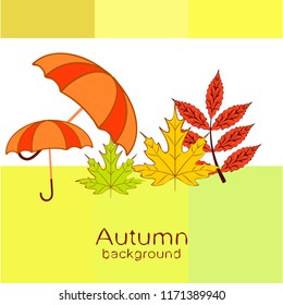 umbrella falling leaves autumnal vector background