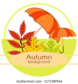 umbrella falling leaves autumnal vector background