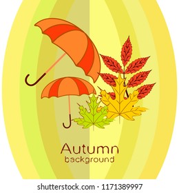 umbrella falling leaves autumnal vector background