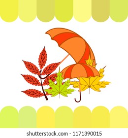 umbrella falling leaves autumnal vector background