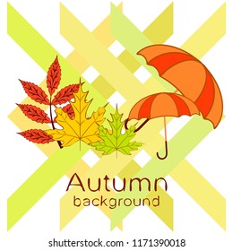 umbrella falling leaves autumnal vector background
