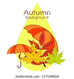 umbrella falling leaves autumnal vector background