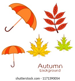 umbrella falling leaves autumnal vector background