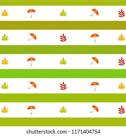 umbrella falling leaves autumnal vector background