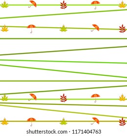 umbrella falling leaves autumnal vector background