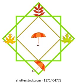 umbrella falling leaves autumnal vector background