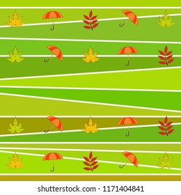 umbrella falling leaves autumnal vector background