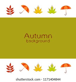 umbrella falling leaves autumnal vector background