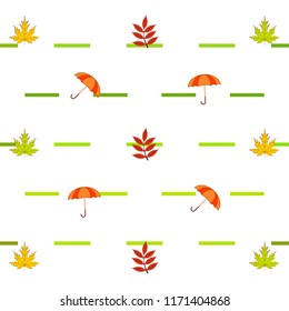 umbrella falling leaves autumnal vector background