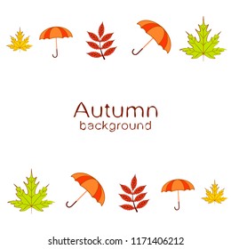 umbrella falling leaves autumnal vector background