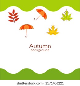 umbrella falling leaves autumnal vector background