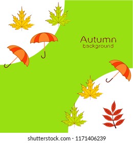 umbrella falling leaves autumnal vector background
