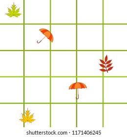 umbrella falling leaves autumnal vector background