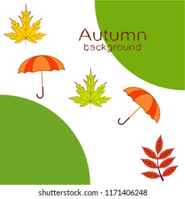 umbrella falling leaves autumnal vector background