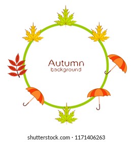 umbrella falling leaves autumnal vector background