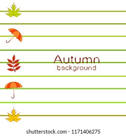 umbrella falling leaves autumnal vector background