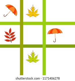 umbrella falling leaves autumnal vector background