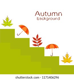 umbrella falling leaves autumnal vector background