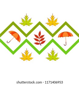 umbrella falling leaves autumnal vector background