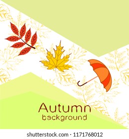 umbrella falling leaves autumnal vector background