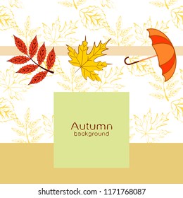 umbrella falling leaves autumnal vector background
