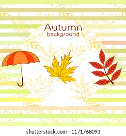 umbrella falling leaves autumnal vector background