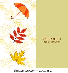 umbrella falling leaves autumnal vector background