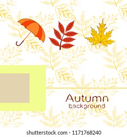 umbrella falling leaves autumnal vector background