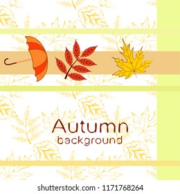 umbrella falling leaves autumnal vector background