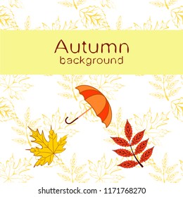 umbrella falling leaves autumnal vector background