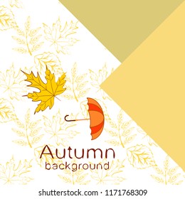umbrella falling leaves autumnal vector background