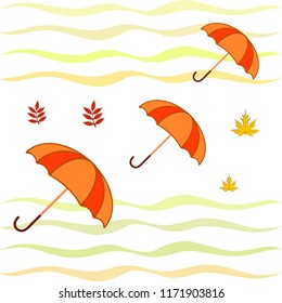 umbrella falling leaves autumnal vector background