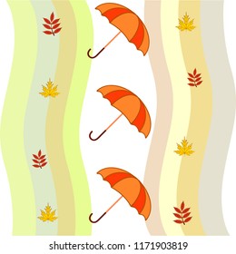 umbrella falling leaves autumnal vector background