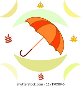 umbrella falling leaves autumnal vector background