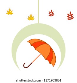 umbrella falling leaves autumnal vector background
