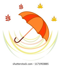 umbrella falling leaves autumnal vector background