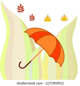 umbrella falling leaves autumnal vector background