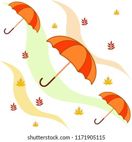 umbrella falling leaves autumnal vector background