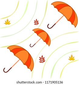 umbrella falling leaves autumnal vector background
