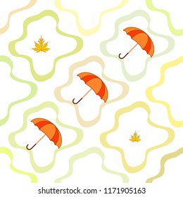 umbrella falling leaves autumnal vector background