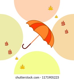 umbrella falling leaves autumnal vector background