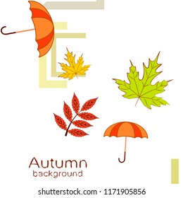 umbrella falling leaves autumnal vector background
