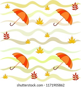 umbrella falling leaves autumnal vector background