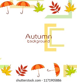 umbrella falling leaves autumnal vector background