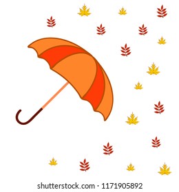 umbrella falling leaves autumnal vector background