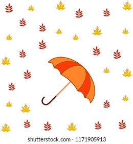umbrella falling leaves autumnal vector background