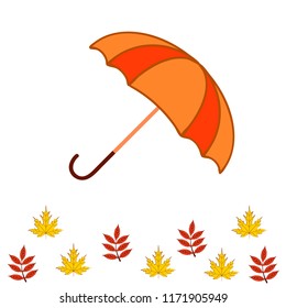 umbrella falling leaves autumnal vector background