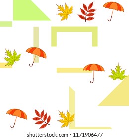 umbrella falling leaves autumnal vector background